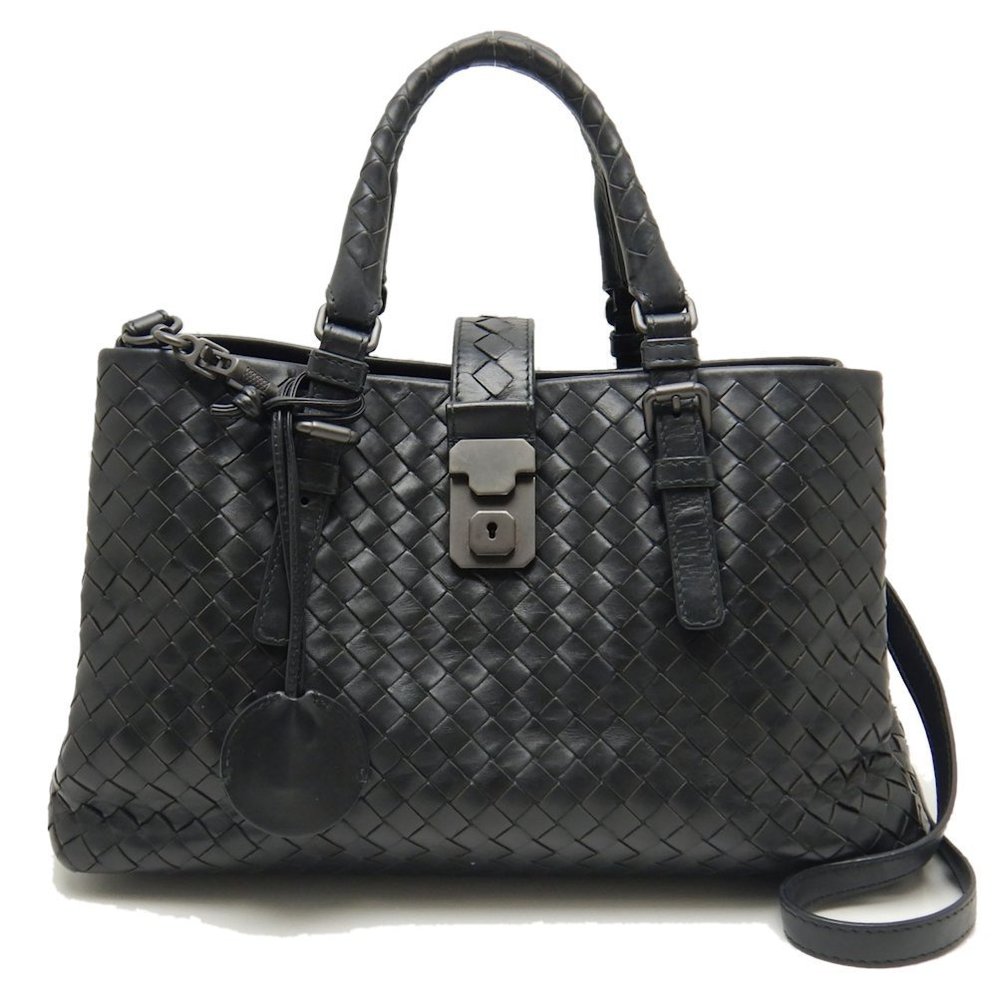 Bottega Veneta Small Rome Handbag Intrecciato 2way Calf Black